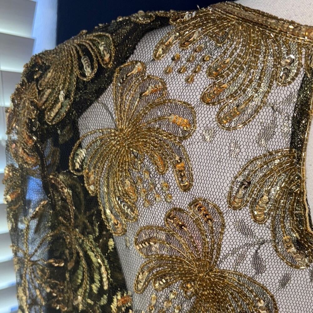Vintage 1980s Scala Gold & Black Sequin Beaded Blouse – Petite Small – EUC - Picture 8 of 10